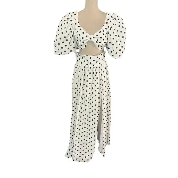 Sunfere Ellie Polka Dot Maxi Skirt Set in White & Black Size XL NWT Going out - Picture 5 of 13